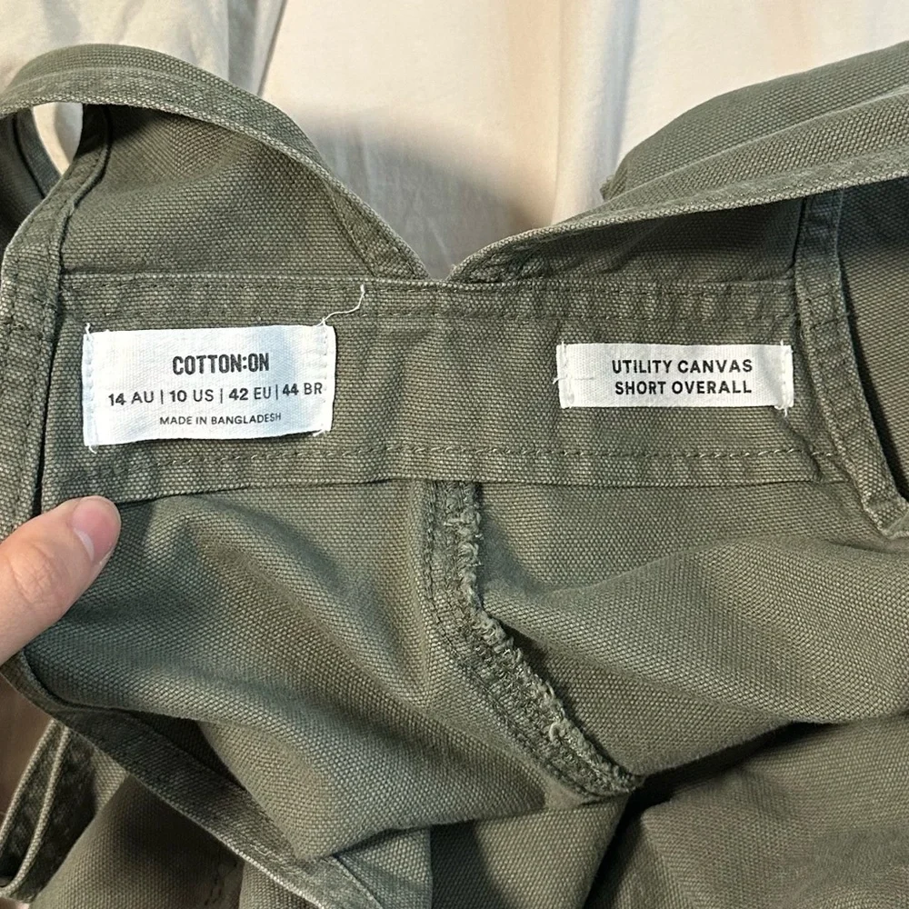 Cotton On Utility Canvas Overall Shorts Size 10